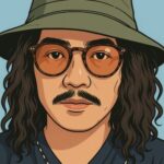 オリーブ色の帽子とサングラス